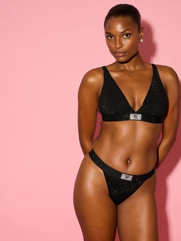 Бралет Victoria's Secret The T-shirt Shine Cotton Wireless Plunge Bralette S Чорний (27189198)