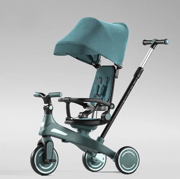 Триколісний велосипед Children's tricycle U-Max 5 в 1 з батьківською ручкою Смарагдовий