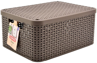 Koszyk Curver 205847 prostokątny z pokrywką Ciemnobrązowy M (3253923618006)