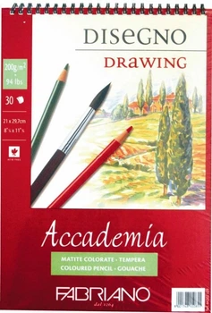 Альбом для рисования A5 Fabriano Accademia 200г/м2 мелкое зерно на спирали 30л (8001348150848)