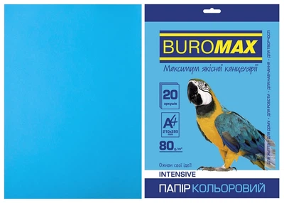 Бумага цветная А4 Buromax INTENSIV 80гм2 светло-синий 20л.(BM.2721320-30)
