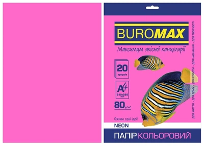 Бумага цветная А4 Buromax NEON 80гм2 малиновий 20л. (BM.2721520-29)