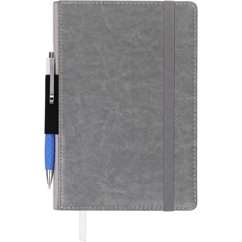 Записная книга блокнот Buromax CODE LOGO2U A5 96 л клетка иск.кожа серый (BM.295106-09)