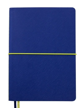 Записная книга блокнот Buromax UNIQUE A5 96 л клетка иск.кожа синий с желтым (BM.295107-02)