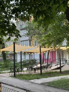 Навіс туристичний водовідштовхувальний квадратний 5х5 м вітрил тент від сонця й дощу бежевий оксфорд 150 г/м2 BK_3237