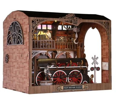 Бук Нук Станция ремонта поездов DIY Book Nook Train Repair Station Интерьерный конструктор CH-06
