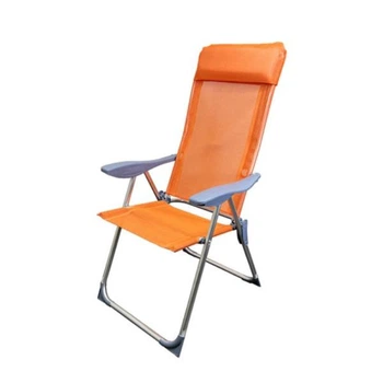Кресло складное туристическое Levistella из алюминия и текстилена до 110 кг. 38×45×101 см с высокой спинкой и подлокотниками Оранжевое (033-16-LVS3940)