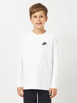 Дитячий лонгслів для хлопчика Nike K Nsw Ls Tee Emb Futura Lbr FZ4946-100 S 128-137 см White/Black (197596239058)