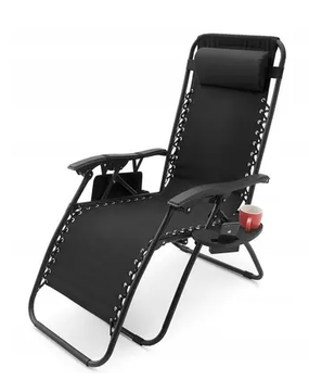 Шезлонг пляжный для отдыха и дачи Zero Gravity 707 Black+кружка в подарок