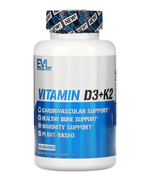 Вітамін D3+K2 125 мг/90 мг, Evlution Nutrition, 60 капсул