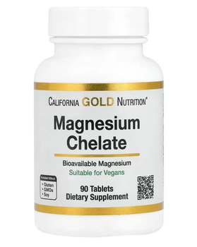 Магній Хелат із кальцієм, (California Gold Nutrition Magnesium chelate) 210 мг, California Gold Nutrition, 90 таблеток