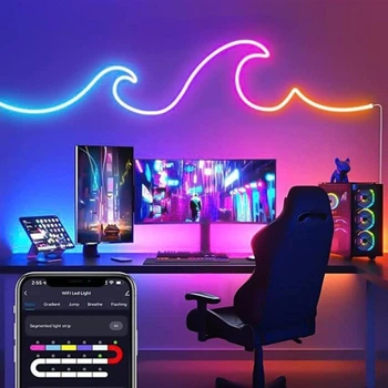 LED неонова стрічка USB 5 м RGB-IC, Wi-Fi та Bluetooth керування, керування через застосунок