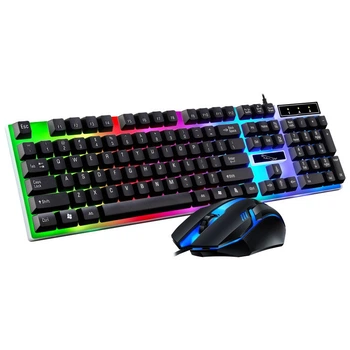 Ігрова клавіатура та миша K518 з RGB-підсвіткою, металевою панеллю й ергономічним дизайном для ПК і ноутбуків