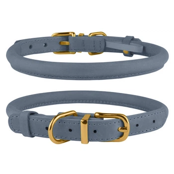 Ошейник для Собак Круглый Кожаный BronzeDog Premium Crazy Голубой XS 7 мм 18-25 см (002122)