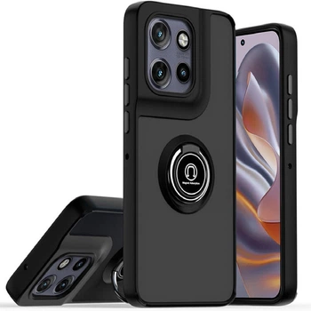 Чехол Fiji Colorframe для Motorola G86 Power матовый бампер с кольцом подставкой Black