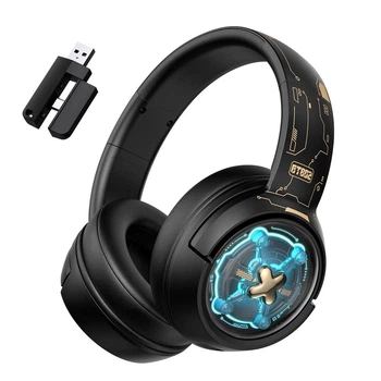 Ігрові бездротові навушники Onikuma GT-802 Pro з 2.4G адаптером + Bluetooth, вбудованим мікрофоном та LED-підсвіткою Для ПК, ноутбука, PS4, PS5 та телефону. Геймерська Bluetooth гарнітура Чорний