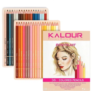 Набор профессиональных цветных карандашей для портретов Kalour Portrait Skin Tone , 35 телесных оттенков