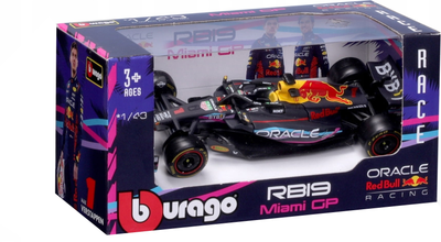 Металева модель автомобіля Bburago Red Bull Racing Oracle RB19 Miami Макс Ферстаппен 1:43 Чорний 18-38082-VERS-MIAMI (4893993016341)
