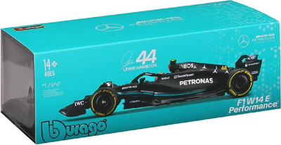 Metalowy model samochodu Bburago F1 Petronas Team Mercedes-AMG W14 E Lewis Hamilton 1:24 Czarny 18-28028-HAM (4893993280285)
