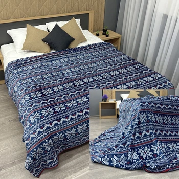 Плед-покрывало Decorator WellSoft 150х210 см с рождественским принтом Синий (87-289)