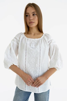Вишиванка жіноча із лляного полотна Леда Folk Moda XL Білий (leda-210011153)