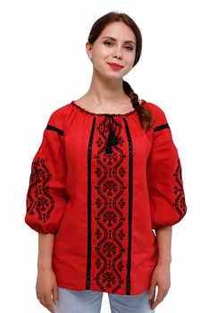 Вишиванка жіноча із лляного полотна Леда Folk Moda L Червоний (leda-210411148)