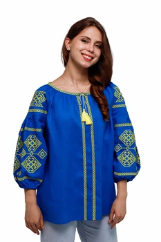 Вишиванка жіноча із лляного полотна Світодара Folk Moda M Синій (svtodara-211111142)