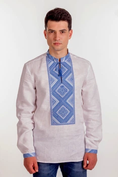 Вишиванка чоловіча із лляного полотна Folk Moda XL Білий (4010-215111156)
