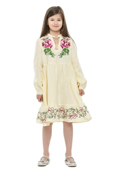 Дитяча сукня-вишиванка для дівчинки Піона Folk Moda 140 Молочний (pona-300411180)