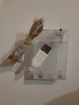 Гірлянда НА БАТАРЕЙКАХ + USB 50 LED 5 м білий РОСА світлодіодна
