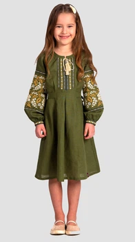 Дитяча сукня-вишиванка для дівчинки Folk Moda 152 Хакі (6011-300511184)