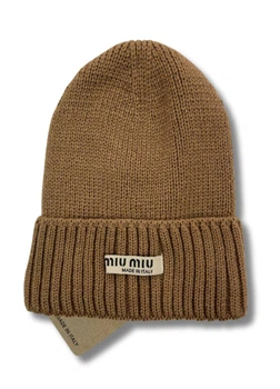 Женская зимняя шапка на флисе нашивка MIU One-size Коричневый