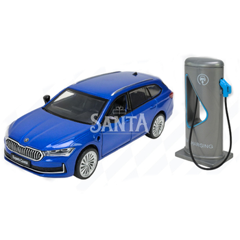 Машина металл Skoda Superb IV Combi шкода синяя 1:36 свет звук 14*5,5*4см (68744)