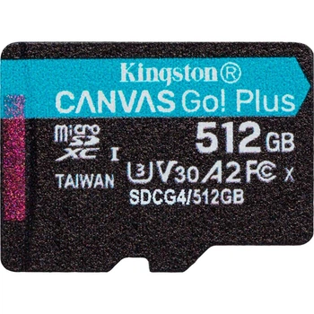 Карта пам`яти MicroSDXC 512GB UHS-I/U3 Class 10 Kingston Canvas Go! Plus R200/W160MB/s (SDCG4/512GBSP)