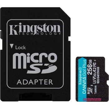 Карта памъяти Kingston microSD 256GB C10 UHS-I U3 A2 V30 R200/W160MB/s + SD