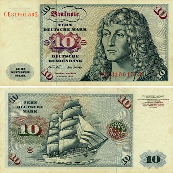 Банкнота Германия 10 марок 1970 F-VF (P31a)