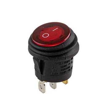 Перемикач on-off з підсвічуванням 12V круглий 3pin червоний арт.YJ-WF03B