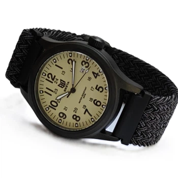 Годинник чоловічий Besta Command Green Nylon кварцовий тактичний з мінеральним склом з двома ремінцями 40 мм