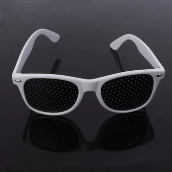 Окуляри-перфораційні "Ray-Ban — Білі". Перфораційні окуляри з дірочками. Окуляри тренажер для поліпшення зору