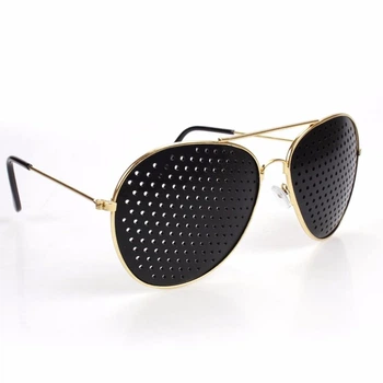 Очки-перфорационные "Aviator Gold". Перфорационные очки с дырочками. Очки тренажер для улучшения зрения