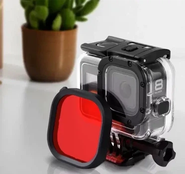 Захисний корпус чохол аквабокс для екшн камери GoPro Hero 10 Black водонепроникний + червоний фільтр FR55-R