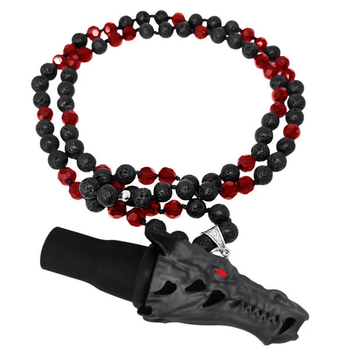 Персональный мундштук Lavart Dragon Red-Black 10 см Лаварт керамическая голова дракона с бусами красно-чёрный