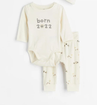 Костюм боди+штаны H&M 979605АВ-2 молочный барашки 2022 62см
