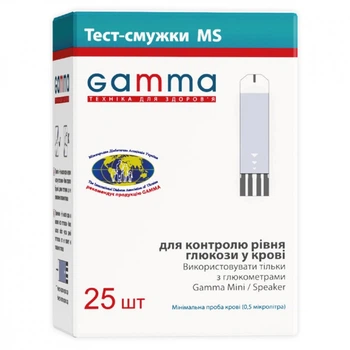 Тест-полоски для глюкометра Gamma MS 25 шт. (7640143654963) (302918)