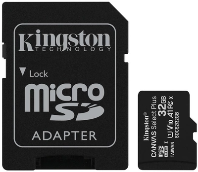 Карта памяти Kingston microSDHC 2х32GB Canvas Select Plus Class 10 UHS-I U1 V10 A1 + SD-адаптер (SDCS2/32GB-2P1A)