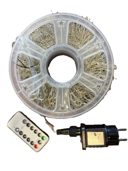 Гирлянда Роса Мишура 50 м, 1500 LED, белая нить, с пультом, Yellow