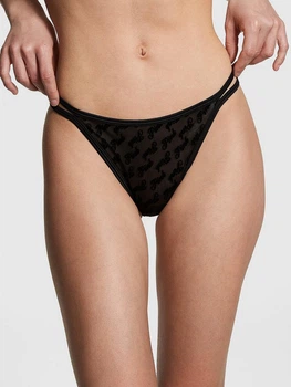 Трусики стринги Victoria’s Secret (34312955164335) Logo mesh L черные