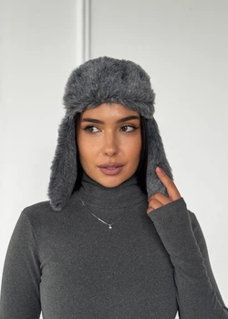 Жіноча тепла шапка вушанка з хутряним оздобленням Winter Comfort INNOE 950002-1 Білий
