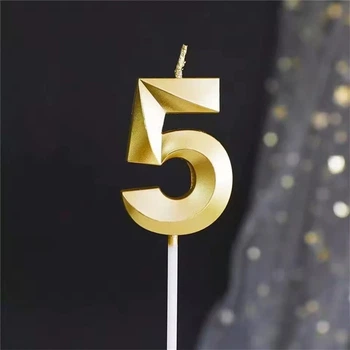 Свічка для торта Цифра 5 золотиста 5 см (863205)