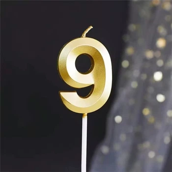 Свеча для торта Цифра 9 золотистая 5 см (863209)